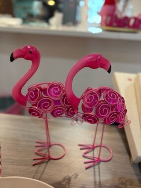 Pink Decorative Flamingo Figurines - Set of 2